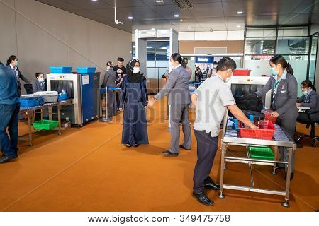 Pattaya, Thailand - February 1, 2020: Tourist And Staff Wear Mask To Prevent During Travel At U-tapa