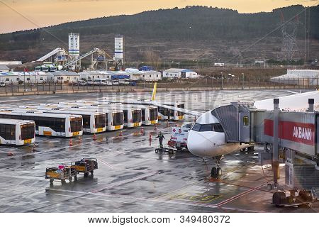 Istanbul Sabiha Gokcen Airport - February 2020. Pegasus Airlines Original Colorway Aircraft On The A