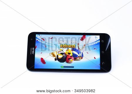 Kouvola, Finland - 23 January 2020: Game Angry Birds On The Screen Of Smartphone Asus