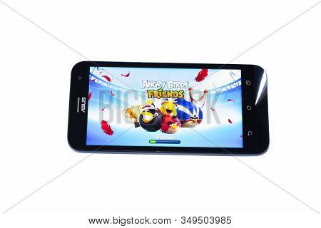 Kouvola, Finland - 23 January 2020: Game Angry Birds On The Screen Of Smartphone Asus
