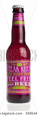 Groningen, Netherlands - February 06, 2020: Flying Dutchman Freak Kriek Non Alcoholic Fruit Beer Iso