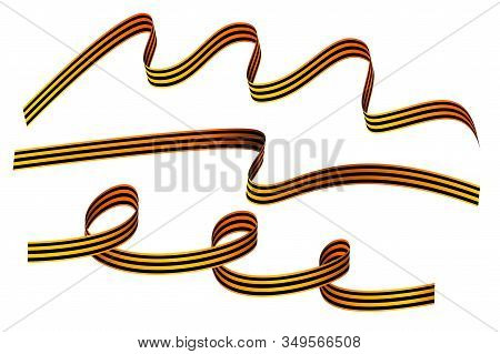 9 May Russian Victory Day. St George Ribbon Set Isolated On White Background. 9 May Holiday Event St