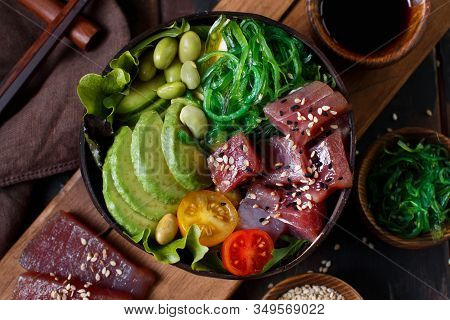 Hawaiian Tuna Poke Salad In The Bowl