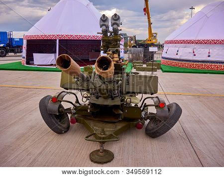 Astana, Kazakhstan - May 25, 2018: Armored Personnel Carrier Btr-80a At The Kadex Exhibition