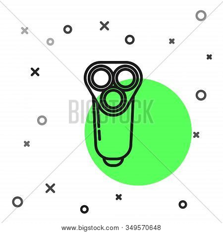 Black Line Electric Razor Blade For Men Icon Isolated On White Background. Electric Shaver. Vector I