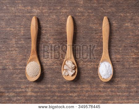 Yeast On Wood Background