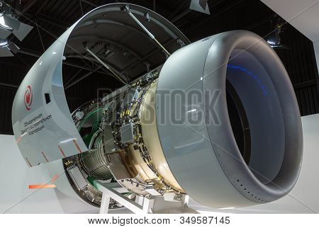August 30, 2019 Zhukovsky, Russia. Russian Advanced Civil Turbofan Aircraft Engine Pd-14 Under Devel