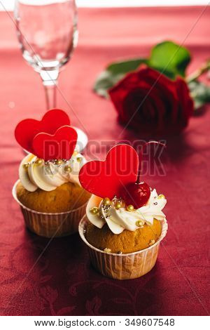 Sweet Love Cupcakes, ,valentines Day Concept And Selrctive Focus