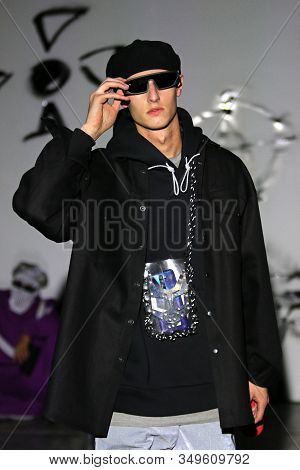 Kyiv, Ukraine - February 2, 2020: Model Presents A Collection Of Authentic Ukrainian Clothes By Desi