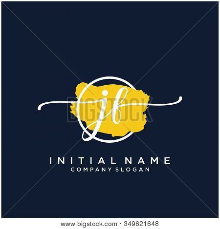 Jf Initial Handwriting Logo Design With Brush Circle. Logo For Fashion,photography, Wedding, Beauty,