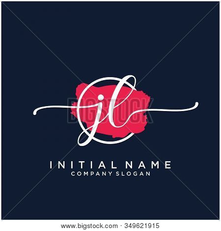 Jl Initial Handwriting Logo Design With Brush Circle. Logo For Fashion,photography, Wedding, Beauty,