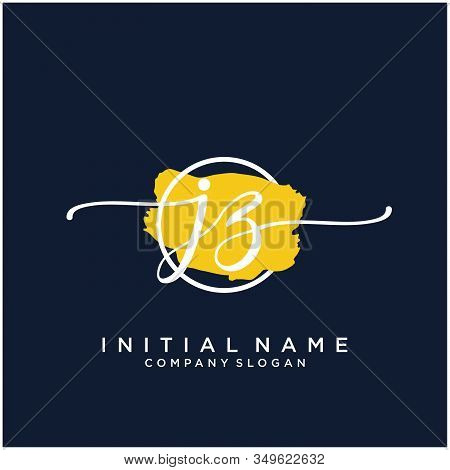 Jz Initial Handwriting Logo Design With Brush Circle. Logo For Fashion,photography, Wedding, Beauty,