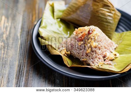 Northern Thai Food (khao Kan Chin), Steamed Pudding With Rice, Rice Mixed With Pork Blood And Steame