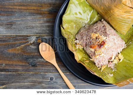 Northern Thai Food (khao Kan Chin), Steamed Pudding With Rice, Rice Mixed With Pork Blood And Steame