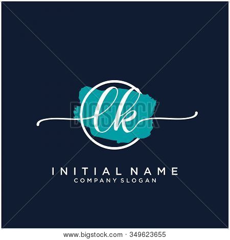 Lk Initial Handwriting Logo Design With Brush Circle. Logo For Fashion,photography, Wedding, Beauty,