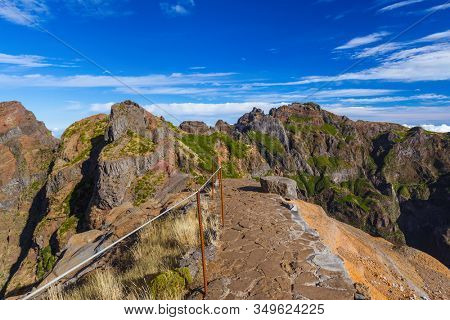Hiking Pico do Arierio and Pico Ruivo - Madeira Portugal - travel background