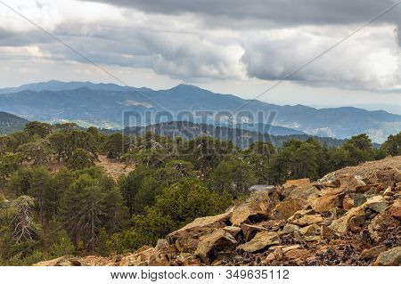 View From Mount Olympus, Highest Peak Of The Island Of Cyprus.