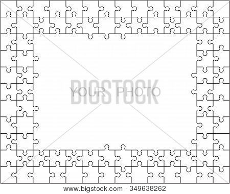 Jigsaw Puzzle Frame Or Border Made Of Various White Classic Style Pieces Fitting Each Other