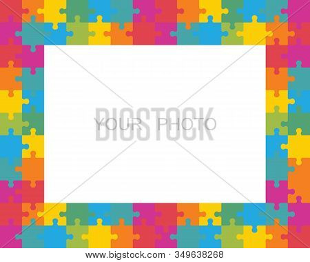 Jigsaw Puzzle Frame Or Border Made Of Various Colors Classic Style Pieces Fitting Each Other