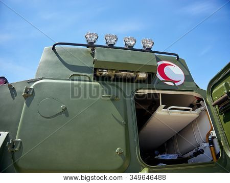 Astana, Kazakhstan - May 25, 2018: Armored Personnel Carrier Btr-80a At The Kadex Exhibition