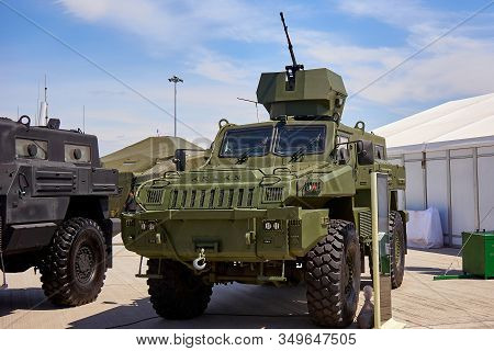 Astana, Kazakhstan - May 25, 2018: Armored Personnel Carrier Btr-80a At The Kadex Exhibition