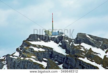 The Beautiful And Dominant Alpine Peak Of Säntis (santis Or Saentis) In Alpstein Mountain Range, Unt