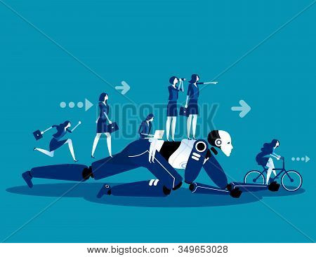 Robotics In Business. Concept Business Vector Illustration, Technology, Futuristic.