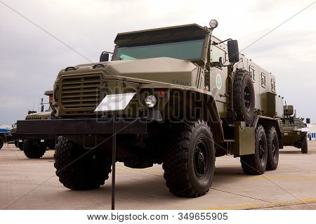 Astana, Kazakhstan - May 25, 2018: Mine-resistant Ambush-protected (mrap) Ural-vv At The Kadex Exhib