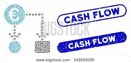 Mosaic Euro Flow Chart And Rubber Stamp Seals With Cash Flow Phrase. Mosaic Vector Euro Flow Chart I