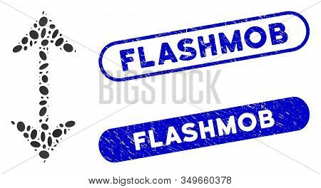 Mosaic Swap Vertically And Distressed Stamp Seals With Flashmob Caption. Mosaic Vector Swap Vertical