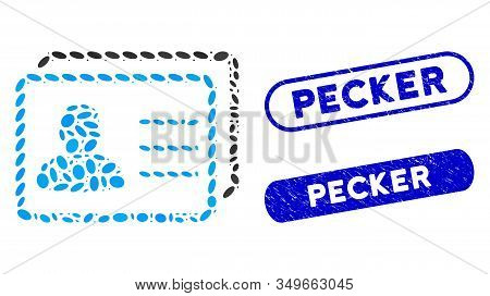 Collage User Profiles And Corroded Stamp Seals With Pecker Text. Mosaic Vector User Profiles Is Comp