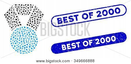 Mosaic Medal And Corroded Stamp Seals With Best Of 2000 Caption. Mosaic Vector Medal Is Created With
