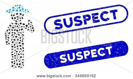 Mosaic Gentleman Opinion And Grunge Stamp Watermarks With Suspect Caption. Mosaic Vector Gentleman O