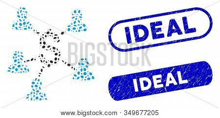 Mosaic Payment Clients And Rubber Stamp Seals With Ideal Phrase. Mosaic Vector Payment Clients Is Co