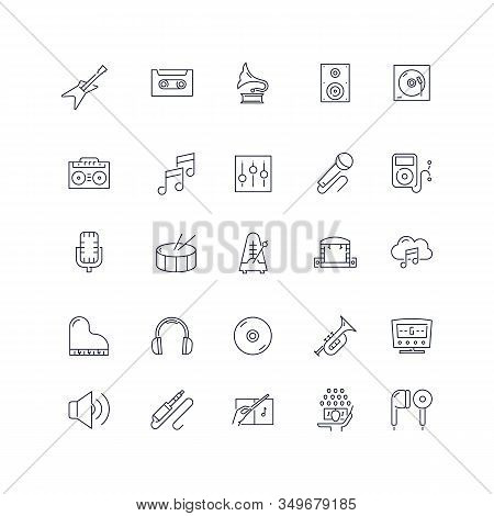 Line Icons Set. Music Pack. Vector Illustration