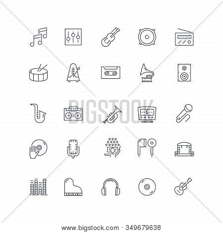 Line Icons Set. Music Pack. Vector Illustration