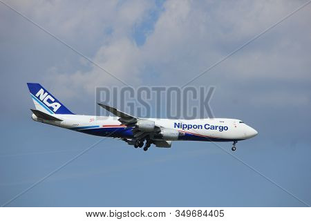 Amsterdam The Netherlands - August 27th 2017: Ja15kz Nippon Cargo Airlines Boeing 747-8f Approaching