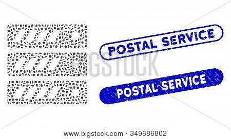 Collage Server And Rubber Stamp Seals With Postal Service Text. Mosaic Vector Server Is Designed Wit