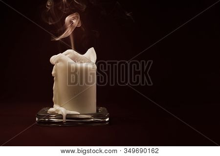 Candle Blow Off With Smoke. End Of Life Symbolism