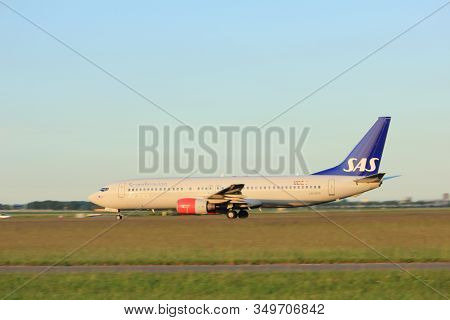 Amsterdam, The Netherlands  - June 1st, 2017: Ln-rpr Sas Scandinavian Airlines Boeing 737 Taking Off
