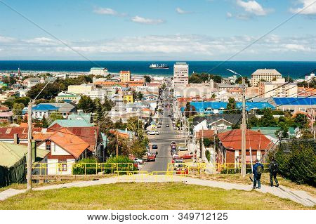 Patagonia, Chile - December, 2019 Beautiful View Of Punta Arenas With The Strait Of Magellan