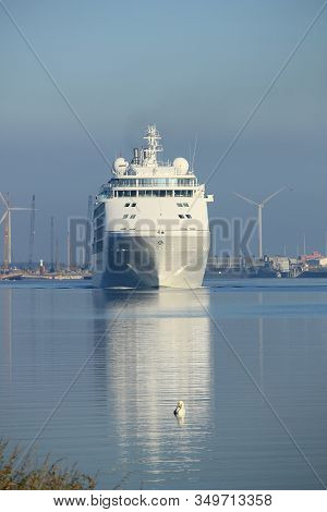 Velsen, The Netherlands - June 18th 2017: Silver Whisper- Silversea Cruises On North Sea Channel Tow