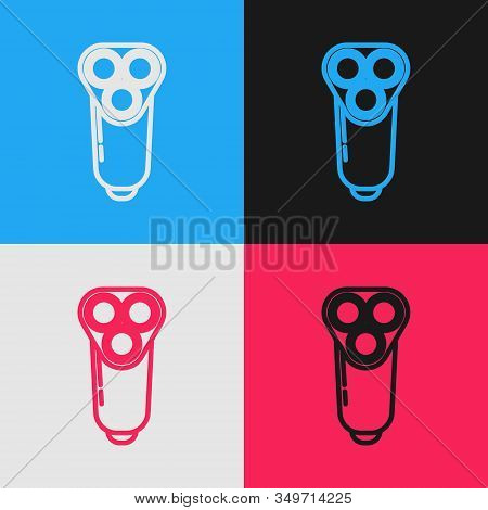 Color Line Electric Razor Blade For Men Icon Isolated On Color Background. Electric Shaver. Vintage 