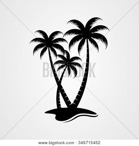 Palm Tree Silhouette Icon. Simple Flat Vector Illustration
