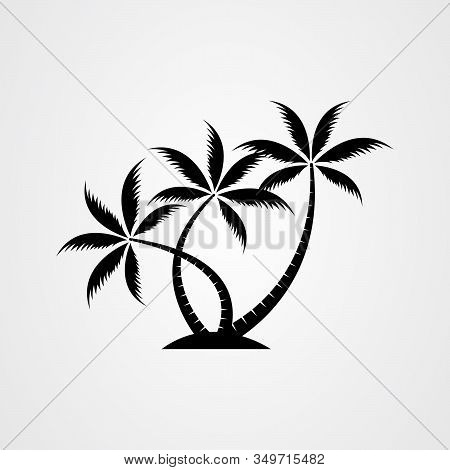 Palm Tree Silhouette Icon. Simple Flat Vector Illustration