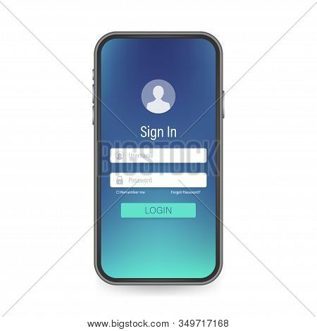 Clean Mobile Ui Design Concept. Login Application With Password Form Window. Vector Stock Illustrati