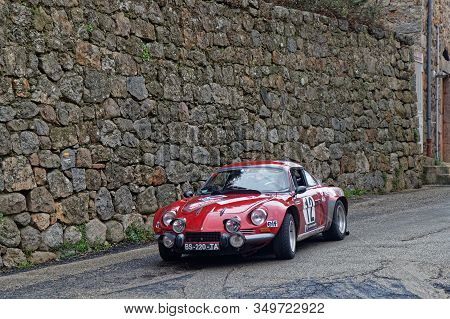 Antraigues, France, February 2, 2020 : Historic Monte-carlo Rally Runs On The Roads Of South Of Fran