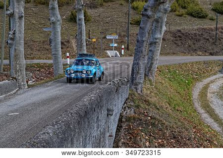 Pradelle, France, February 4, 2020 : Historic Monte-carlo Rally Runs On The Roads Of South Of France