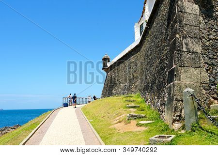 Farol Da Barra, Barra Lighthouse, In Salvador, Bahia, Brazil. The Historic Architecture Of Salvador 