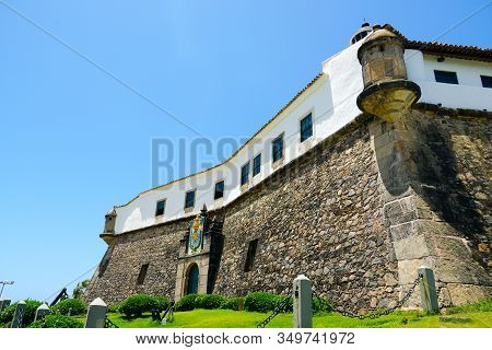 Farol Da Barra, Barra Lighthouse, In Salvador, Bahia, Brazil. The Historic Architecture Of Salvador 